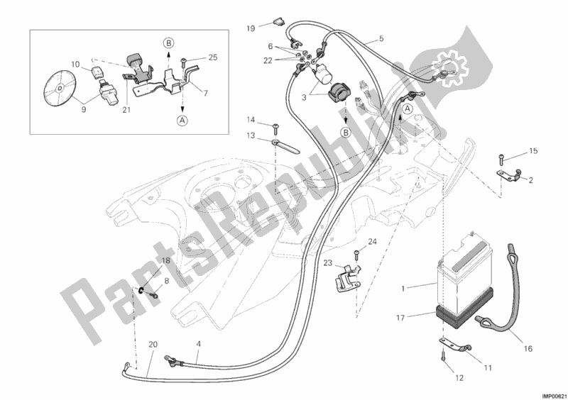 Alle onderdelen voor de Accu van de Ducati Hypermotard 1100 EVO USA 2012